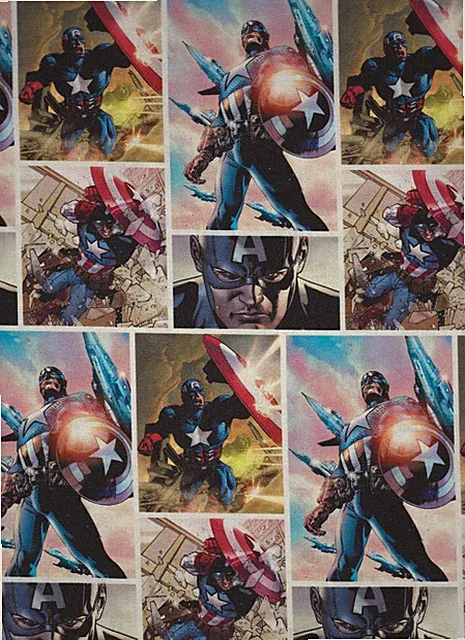 CAPTAIN AMERICA 1ST AVENGER MARVEL COMICS SUPERHERO 100% cotton fabric material