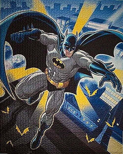 DC Comics Batman Reversible Twin Size Stitched Quilt Bedspread