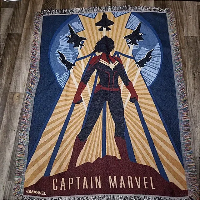 Disney Marvel Captain Marvel Jet Perfect Picture Throw Blanket Fleece 42x58