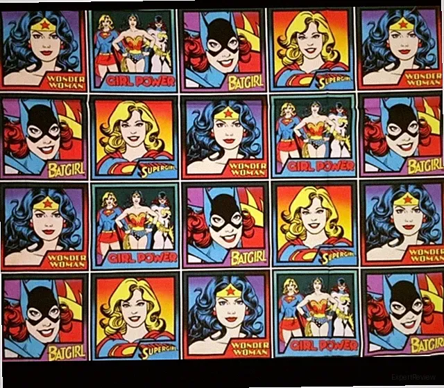 GIRL POWER JUSTICE LEAGUE SUPERHEROES WONDER WOMAN FABRIC 100% cotton 23" PANEL