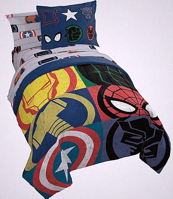 Jay Franco Marvel Avengers Emblems 7 Piece Full Bed Set Includes Comforter &...