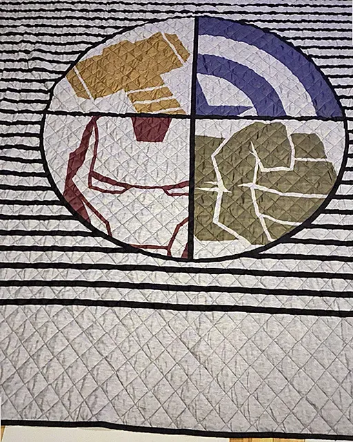 Marvel Comics Super Heroes Quilt Target FULL / Q 86 X 86 Gray Blue Iron Man Hulk