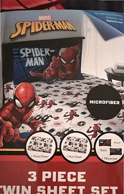 Marvel Spider-Man Twin 3 Piece Microfiber Sheet Set 100% Polyester Multicolor