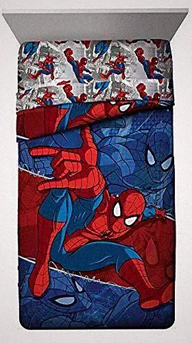 Marvel Spiderman Burst Twin Comforter - Super Soft Kids Reversible Bedding fe...
