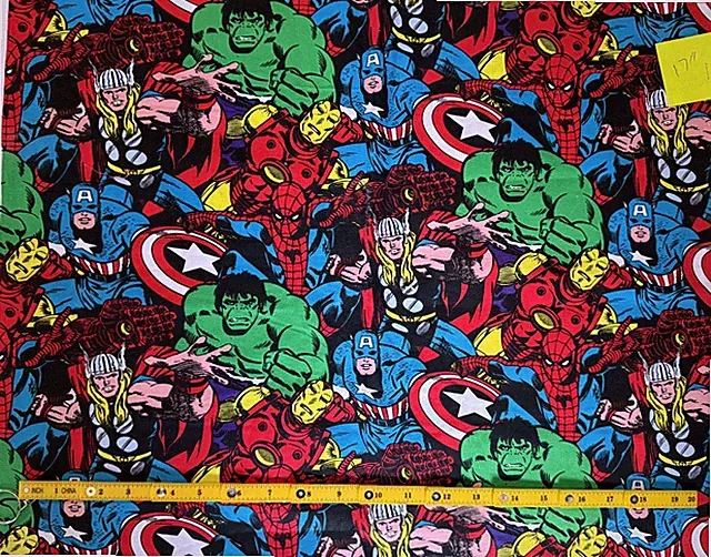 MARVEL SUPERHEROES ADVENGERS 100% cotton sewing fabric material 17" piece