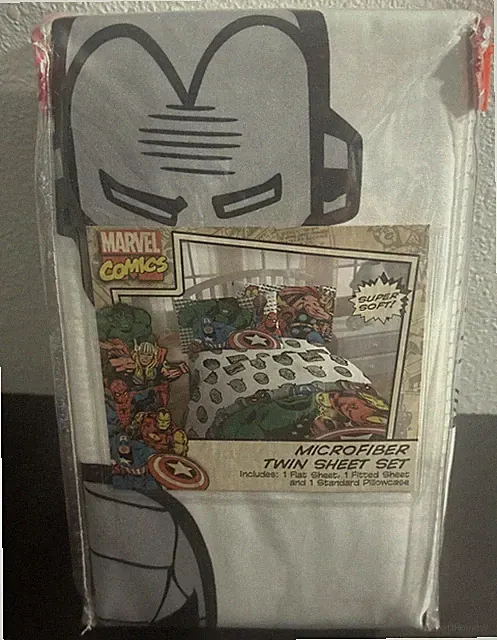 New Marvel Comics Super Soft Microfiber Twin 3 Piece Sheet Set Sealed Superhero