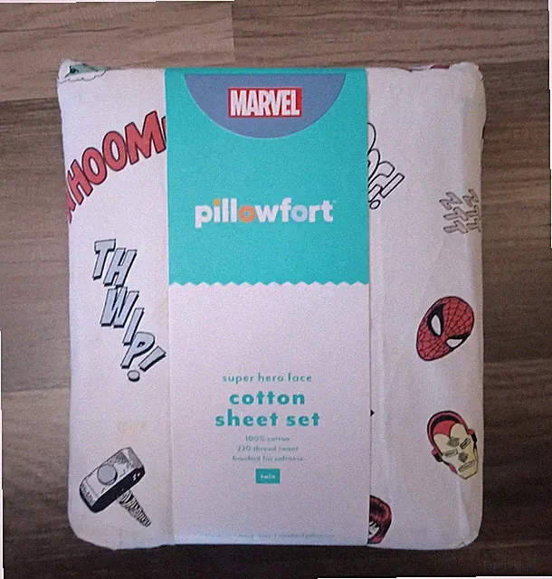 Pillowfort Twin Size Super Hero Face Kids' Sheet Set - The Marvel Collection