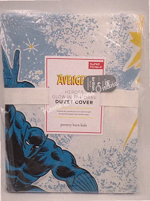 Pottery Barn Kids Glow Marvel Avengers Heroes Duvet Cover Super Single READ! G35