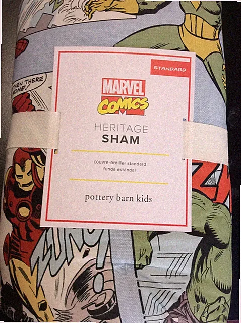 Pottery Barn Kids Marvel Comics Heritage Quilted Comforter Standard Sham NWT!