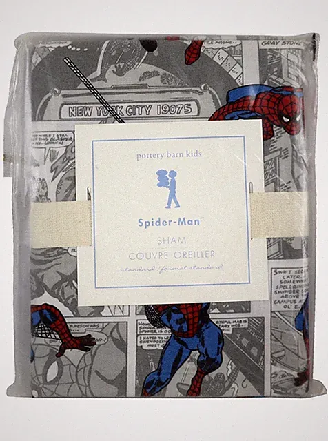 Pottery Barn Kids Spider-Man Bed Sham Standard Sized Marvel Comics Bedding New