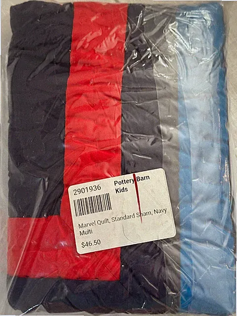 Single (1) Pottery Barn Kids Marvel Pillowcase Sham 20" x 26" Red Blue Green NEW