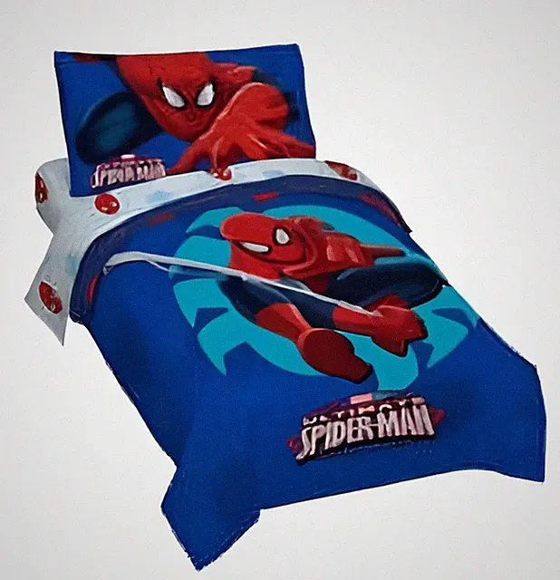 Toddler Bedding Set 4-Piece Spiderman Crib Bedspread Sheets
