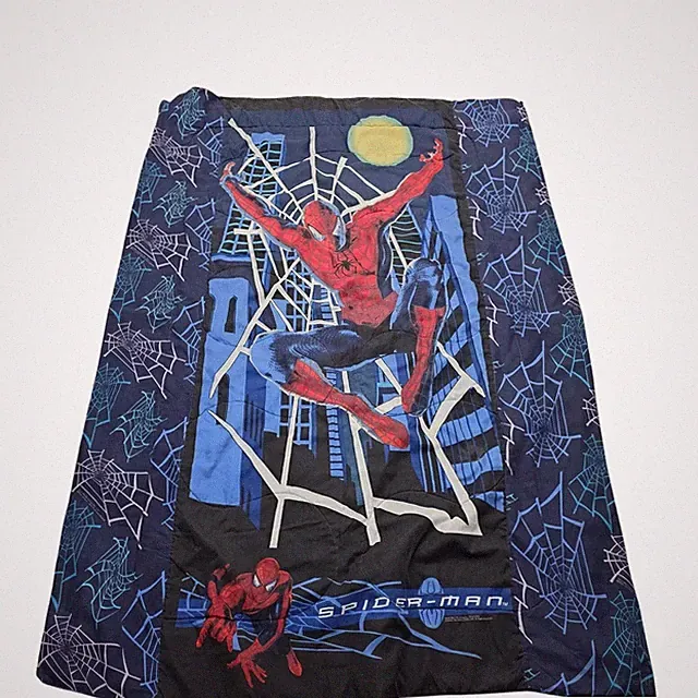 Vintage Marvel Spider Man Twin Quilt Blanket 2002 Cobweb Webbed City Night